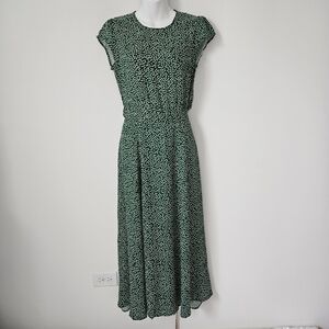 Reformation Size 6 Green Floral Cut-Out Back Midi Dress | Emerald Daisy